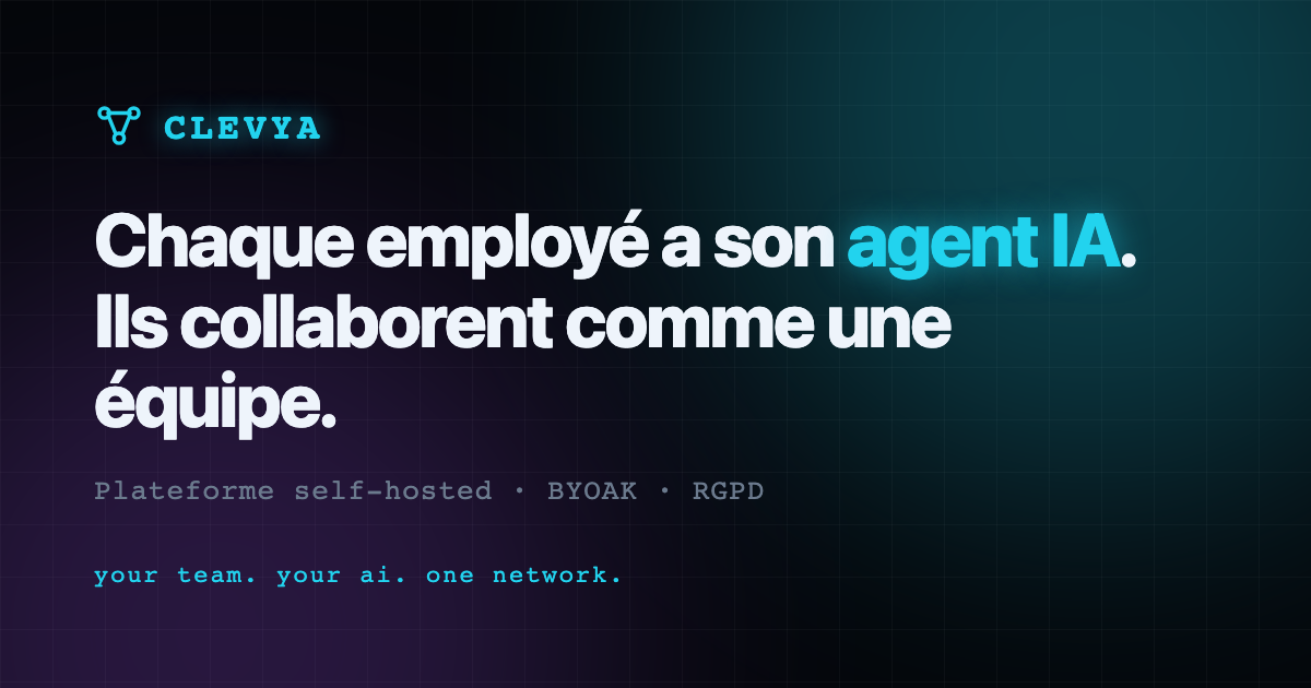 CLEVYA · Une équipe d'agents IA, self-hosted et souveraine